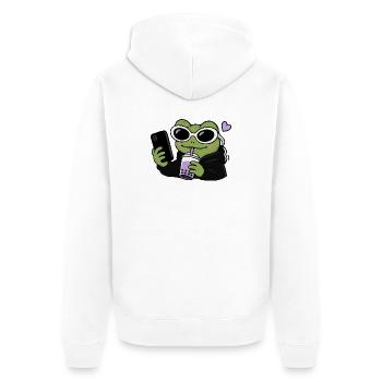 Selfie Boba de la Grenouille de la génération Z Kawaii Esthétique Grenouille drôle - Veste à capuche bio Premium Unisexe - blanc - Dos - Thijin (182cm)