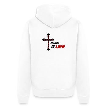 Jesus is Love - Unisex Premium Bio Zip Hoodie - Weiß - Hinten - Thijin (182cm)