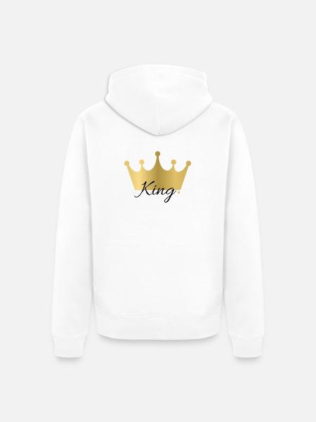 King Design - Unisex Premium Bio Zip Hoodie - Weiß