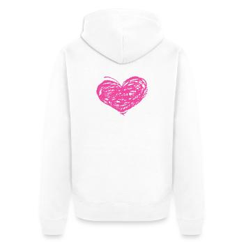 Kritzeln Herz Neonpink - Unisex Premium Bio Zip Hoodie - Weiß - Hinten - Thijin (182cm)