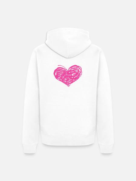 Kritzeln Herz Neonpink - Unisex Premium Bio Zip Hoodie - Weiß
