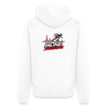 Inline Skating Herzschlag – Skating - Unisex Premium Bio Zip Hoodie - Weiß - Hinten - Thijin (182cm)