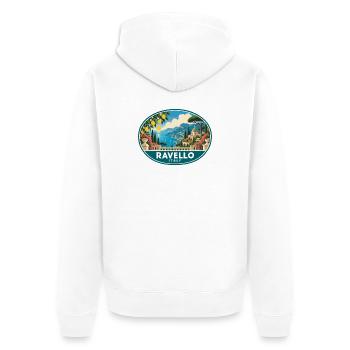 Erkunden Sie Ravello in Italien Amalfiküste Reisen - Unisex Premium Bio Zip Hoodie - Weiß - Hinten - Thijin (182cm)
