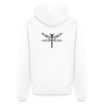 Libelle mit filigran verzierten Flügeln - Unisex Premium Bio Zip Hoodie - Weiß - Hinten - Thijin (182cm)
