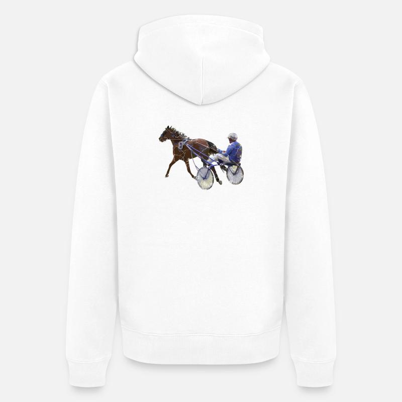 Cadeau de course de chevaux de course au trot - Veste à capuche bio Premium Unisexe - blanc