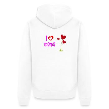 Liebevolles Muttertagsherz Blumendesign - Unisex Premium Bio Zip Hoodie - Weiß - Hinten - Thijin (182cm)