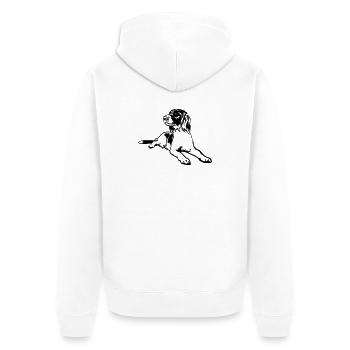 Münsterländer - Unisex Premium Bio Zip Hoodie - Weiß - Hinten - Thijin (182cm)