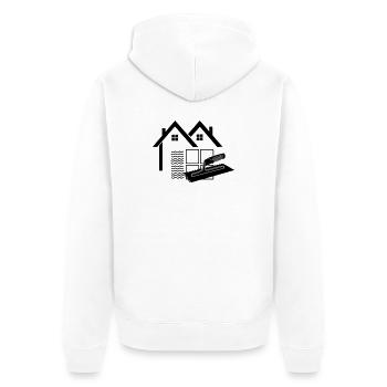 Maison de logo carreleur avec peigne de colle et carreaux - Veste à capuche bio Premium Unisexe - blanc - Dos - Thijin (182cm)