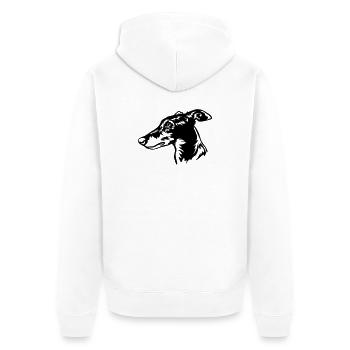 Greyhound Head - Unisex Premium Organic Zip Hoodie - white - Back - Thijin (182cm)