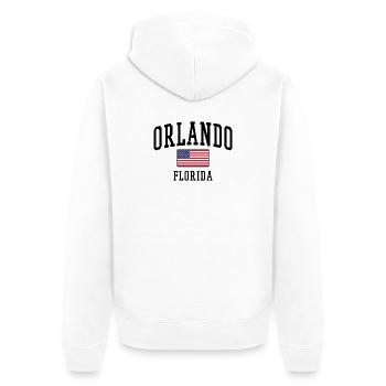 Orlando Florida Design with USA Flag - Unisex Premium Organic Zip Hoodie - white - Back - Thijin (182cm)