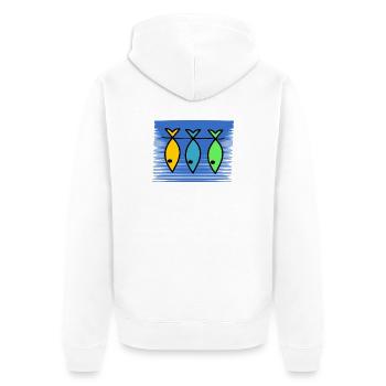 POISSON. POISSON D'AVRIL. VACANCES. ETE. HUMOUR - Veste à capuche bio Premium Unisexe - blanc - Dos - Thijin (182cm)
