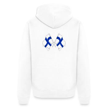Two flags of Finland crossed - Unisex Premium Organic Zip Hoodie - white - Back - Thijin (182cm)