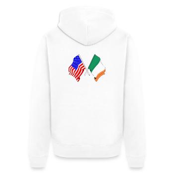 USA-Flagge und Irland-Flagge - Unisex Premium Bio Zip Hoodie - Weiß - Hinten - Thijin (182cm)