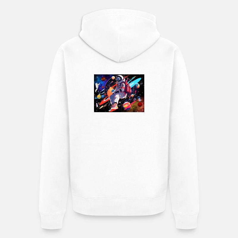 L’astronaute et l’espace - Veste à capuche bio Premium Unisexe - blanc