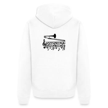 Logo für Posaunenmusik - Unisex Premium Bio Zip Hoodie - Weiß - Hinten - Thijin (182cm)