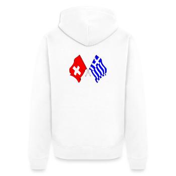 Flagge der Schweiz und Flagge Griechenland - Unisex Premium Bio Zip Hoodie - Weiß - Hinten - Thijin (182cm)