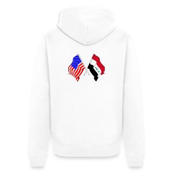 Drapeau des États-Unis et drapeau de l’Irak - Veste à capuche bio Premium Unisexe - blanc - Dos - Thijin (182cm)