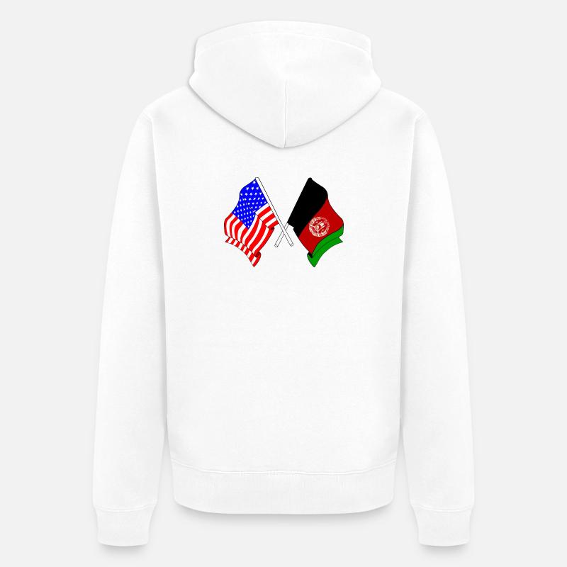 Drapeau des États-Unis Drapeau de l’Afghanistan - Veste à capuche bio Premium Unisexe - blanc
