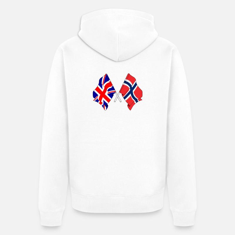 Drapeau Angleterre, drapeau Norvège - Veste à capuche bio Premium Unisexe - blanc