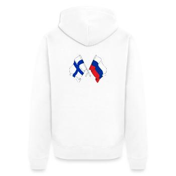 Drapeau de la Finlande, drapeau de la Russie - Veste à capuche bio Premium Unisexe - blanc - Dos - Thijin (182cm)