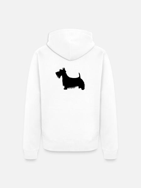 Un'illustrazione della silhouette di un cane Scots Terrier - Felpa con cappuccio ecologica premium unisex - bianco