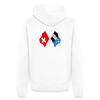 Flagge Schweiz und Flagge Aargau - Unisex Premium Bio Zip Hoodie - Weiß - Hinten - Thijin (182cm)