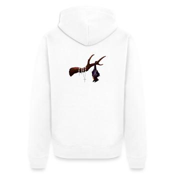 Flughund mit Ast, Rosenkränze, verschenken - Unisex Premium Bio Zip Hoodie - Weiß - Hinten - Thijin (182cm)