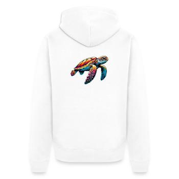 Schildkröte - Unisex Premium Bio Zip Hoodie - Weiß - Hinten - Thijin (182cm)