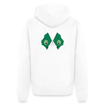 Deux drapeaux ont traversé Washington - Veste à capuche bio Premium Unisexe - blanc - Dos - Thijin (182cm)