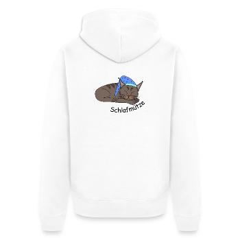 Schlafende Katze - Schlafmütze - Unisex Premium Bio Zip Hoodie - Weiß - Hinten - Thijin (182cm)