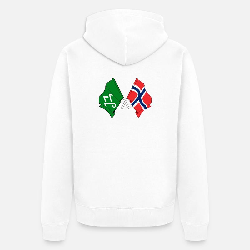 Drapeaux croisés Innlandet et Norvège - Veste à capuche bio Premium Unisexe - blanc