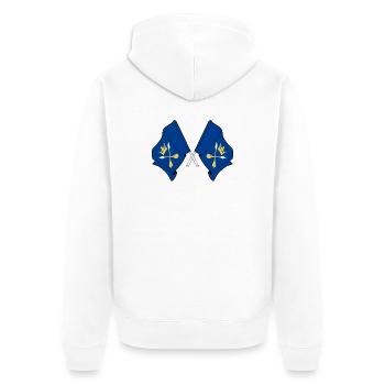 Dalarna, Schweden – Pracht der Doppelflagge - Unisex Premium Bio Zip Hoodie - Weiß - Hinten - Thijin (182cm)