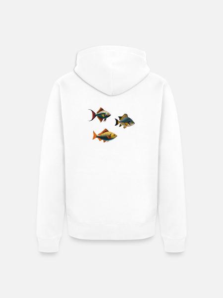 Kleurrijke tropische vissen op kleding - Uniseks Premium bio ziphoodie - wit