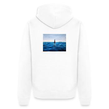 Leuchtturm über der ruhigen blauen Adria Kroatien - Unisex Premium Bio Zip Hoodie - Weiß - Hinten - Thijin (182cm)