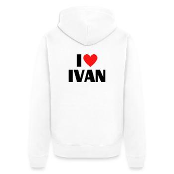 J'aime Ivan Red Heart Love Fan Gift - Veste à capuche bio Premium Unisexe - blanc - Dos - Thijin (182cm)