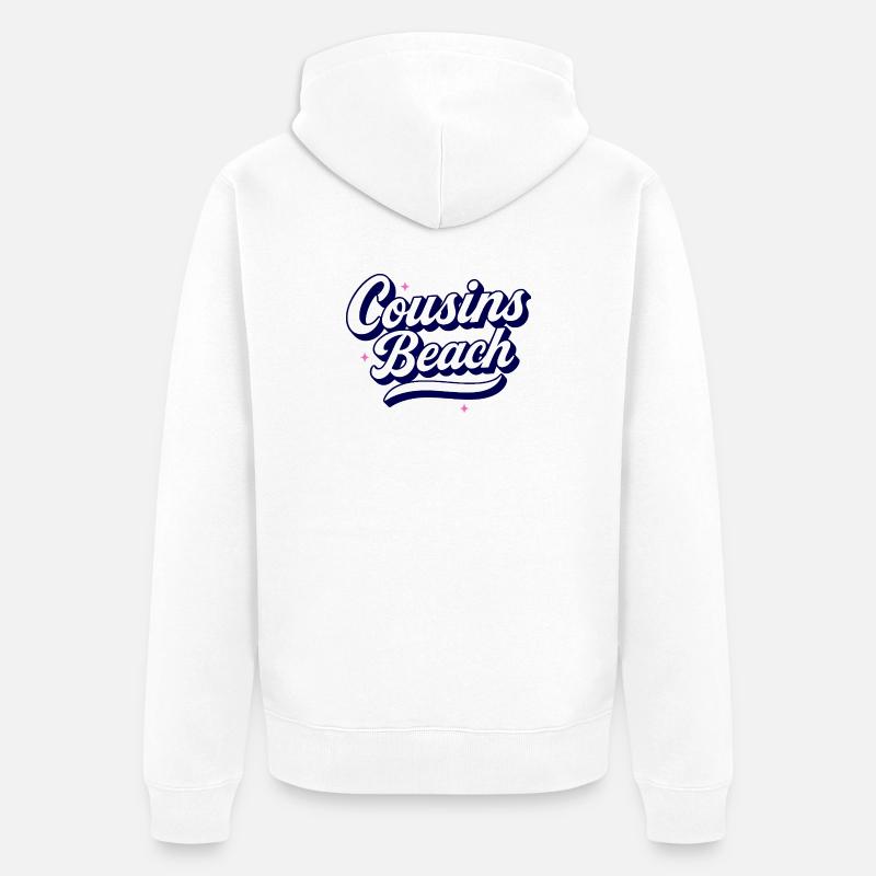 Cousins Beach - Conception de script rétro - Veste à capuche bio Premium Unisexe - blanc