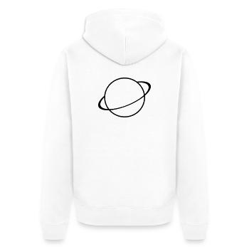 Saturn Icon – Planet Symbol - Unisex Premium Bio Zip Hoodie - Weiß - Hinten - Thijin (182cm)