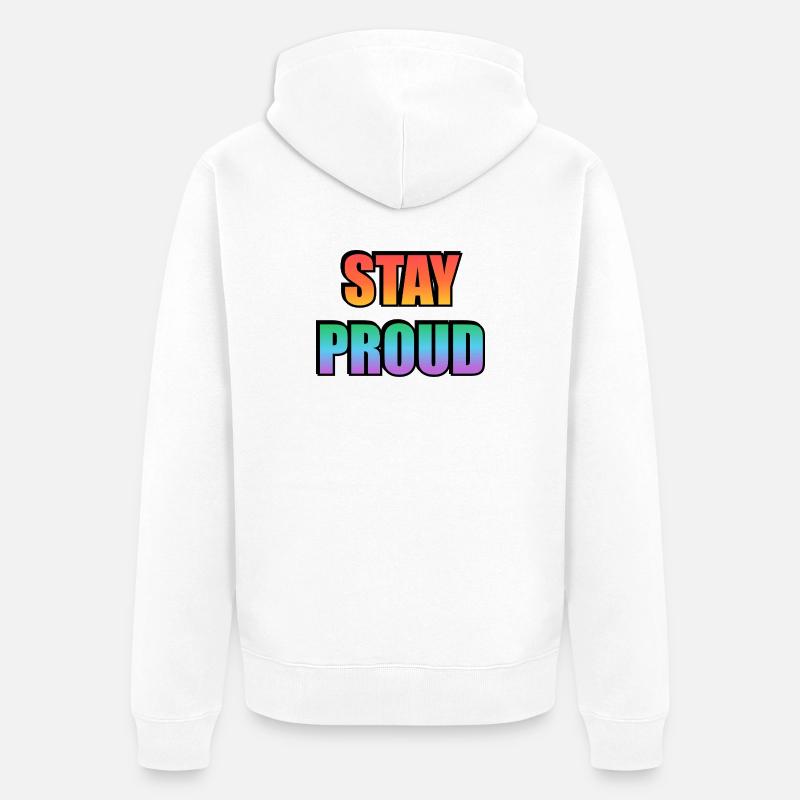 Stay Proud Gradient Text Design - Unisex Premium Bio Zip Hoodie - Weiß