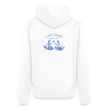 Letzter Toast an der Küste - Junggesellinnen-Spruch - Unisex Premium Bio Zip Hoodie - Weiß - Hinten - Thijin (182cm)