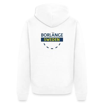 Emblème de la ville de Borlänge en bleu et jaune - Veste à capuche bio Premium Unisexe - blanc - Dos - Thijin (182cm)
