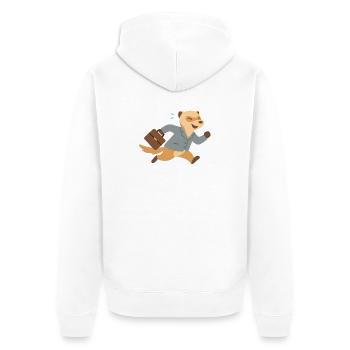 Furet en costume courant avec mallette - Veste à capuche bio Premium Unisexe - blanc - Dos - Thijin (182cm)