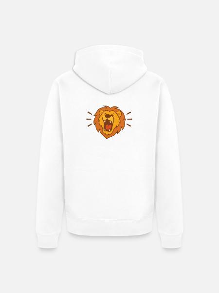Löwenruf: Tapferer Löwe Grafik - Unisex Premium Bio Zip Hoodie - Weiß