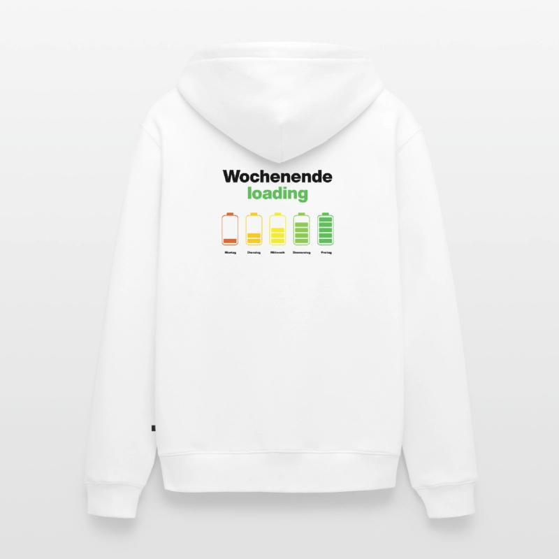Weekend loading – battery full on Friday, work Unisex Premium Organic Zip Hoodie
