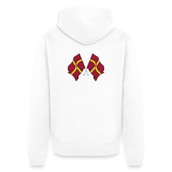 Two flags crossed – Northamptonshire - Unisex Premium Organic Zip Hoodie - white - Back - Thijin (182cm)