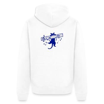 Niedliche Katze Musik Musiker Musikinstrument - Unisex Premium Bio Zip Hoodie - Weiß - Hinten - Thijin (182cm)