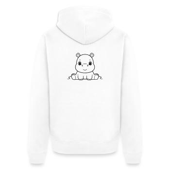 Süßes Baby Nilpferd Comic Outline - Unisex Premium Bio Zip Hoodie - Weiß - Hinten - Thijin (182cm)