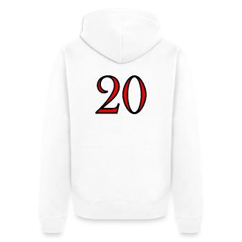 20. 20e ANNIVERSAIRE. ANNIVERSAIRE 20 ANS. 20 ANS. - Veste à capuche bio Premium Unisexe - blanc - Dos - Thijin (182cm)