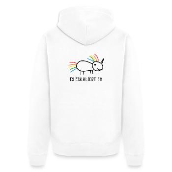 It's escalating anyway Escalation Party Unicorn - Unisex Premium Organic Zip Hoodie - white - Back - Thijin (182cm)