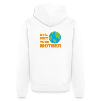 Respect Your Mother Earth Retro Eco Nature Graphic - Unisex Premium Organic Zip Hoodie - white - Back - Thijin (182cm)