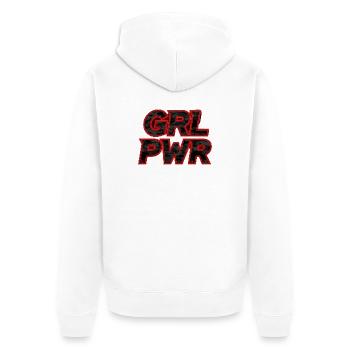 GRL PWR Girl Power Statement - Unisex Premium Organic Zip Hoodie - white - Back - Thijin (182cm)